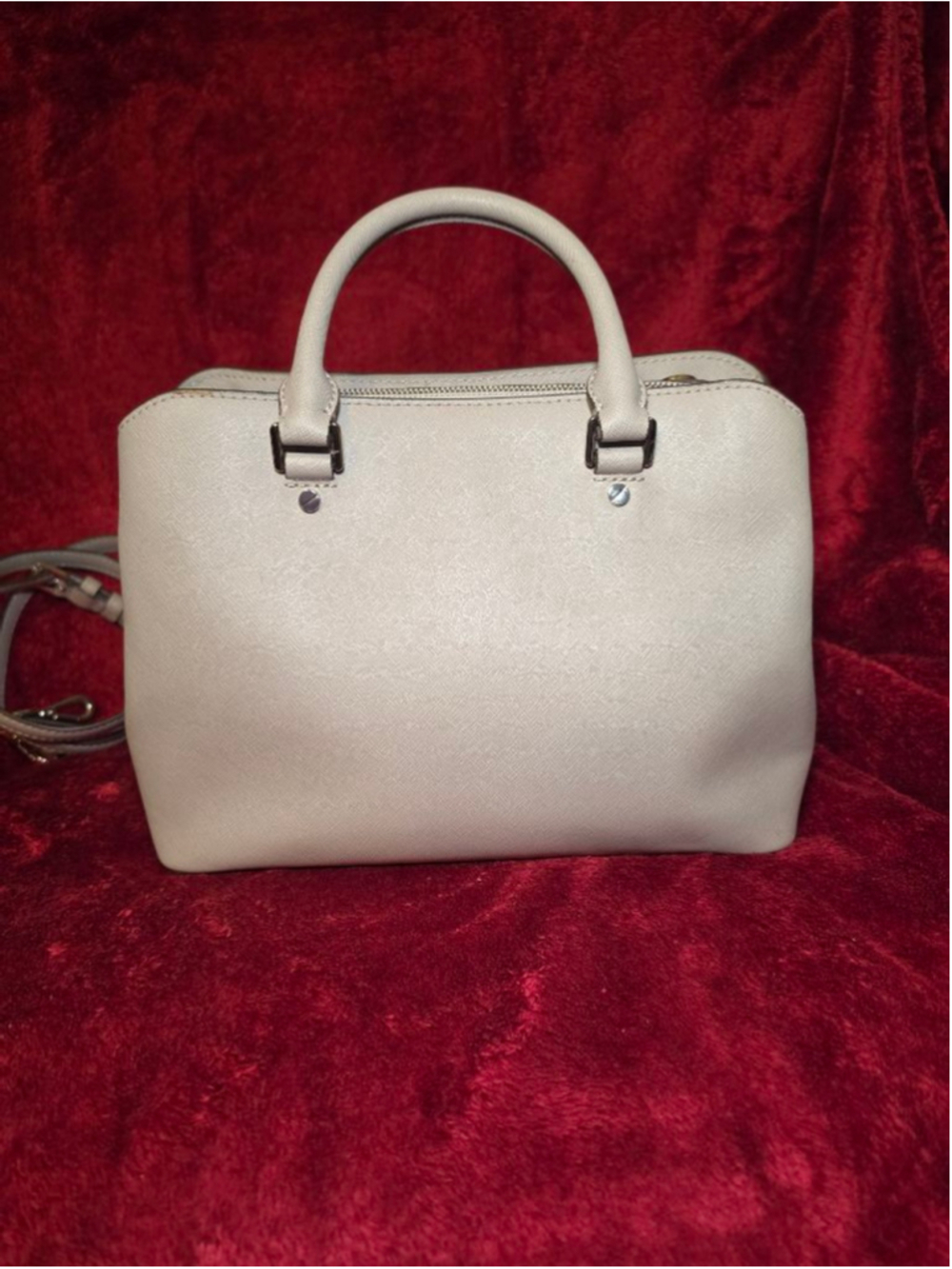 Michael Kors Savannah Saffiano Leather Light Gray Shoulder Bag w/ Crossbody - Picture 4 of 8